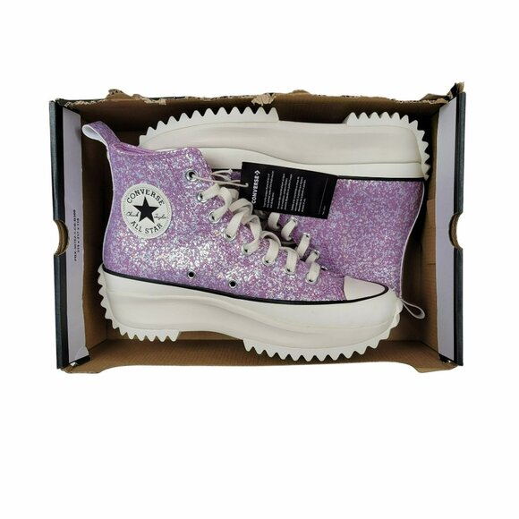 ⭐Converse Run Star Hike Platform 7.5 Women Shoes Sneaker Purple Glitter A10096C⭐ - Picture 7 of 12